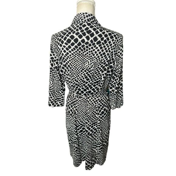 J McLaughlin Animal Print Button Up Shirt Dress Midi Stretch Pocket Women’s Sz L - Picture 3 of 5